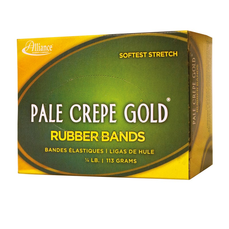 Alliance Rubber 20329 Pale Crepe Gold Rubber Bands Size #32, 1/4 lb Box Contains Approx. 275 Bands (3" x 1/8", Golden Crepe) - Image 3